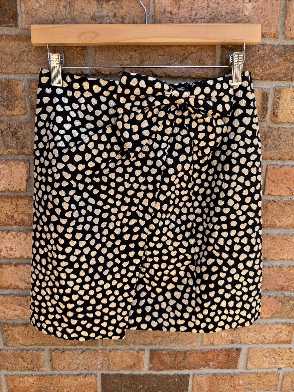 J.Crew Size 0 Black Gold Metallic Bow Mini Skirt